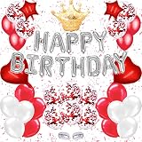 風船 誕生日 飾り付け セット （48点）happy birthday 風船 バースデー バルーン 赤い色 王冠 バルーン【G&H】