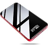 26800mAh モバイルバッテリー 大容量【PSE認証済】急速携帯充電器 2USB出力ポート&3入力ポート 残量表示 鏡面仕上げデザイン iPhone/Android/USB-Cなど機種対応（レッド）