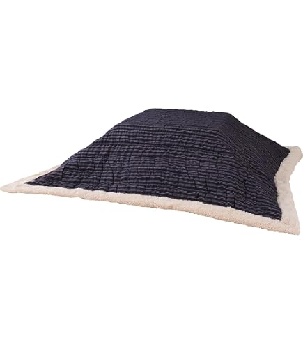 Palette Life Reversible Kotatsu Comforter - 78.7x78.7 Inch Square Warm Fluffy Futon For Japanese Heated Table (Herringbone Pattern, Khaki/Gray) - View #3