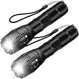 LudoPam 2 Pack LED Torch Flashlight, Military Grade 5 Modes XML T6 800 Lumens Tactical Led Waterproof Handheld Torch Flashlig