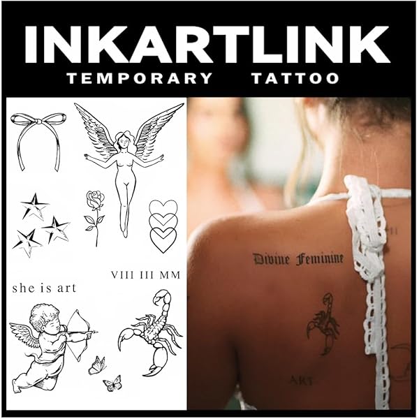 Amazon.co.jp: No.177_Drinking angel/天使,2週間で消えるタトゥー