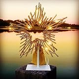 The Rustic White Washed Twiggy Star LED Light, Table Top Ornament, Wood, Wire and LEDs, Battery Powe