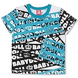 ベビードール ロゴ総柄Tシャツ 子供服 120cm ターコイズ