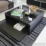 センターテーブル 木製 ガラス オークブラック 黒 GS-DUAL COFFEE TABLE 正方形 コーヒーテーブル　リビングテーブル 国産 日本製 キャスター付き ローテーブル 北欧 モダン