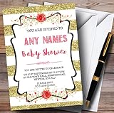 ゴールドストライプAny Age Invitationsベビーシャワー招待状 150 Invitations