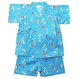 盛夏 甚平(ジンベイ) 【日本製】リップルプリントとんぼ柄甚平スーツ 95cm/サックスブルー NO.OG-1605