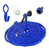 伸びるホース GUNA 伸縮ホース ３倍伸びる 5M-15M 洗車用 マジックホース ８パターン散水ノズル ガーデニング 花園掃除用 改良版 ２種蛇口ニップル 【一年間の安心メーカー保証】