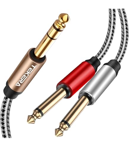 thumbnail image 2 of Yueyinpu 2-Pack Guitar Cables 1/4 Inch TS Jack, 16ft, Nylon Braided - For Electric Guitar, Amp, Mixer 2 of 12