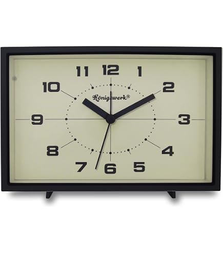 NEWGATE Wideboy Alarm Clock, Rectangular Retro Design, Black, Mid