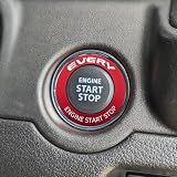 スズキ エブリイ DA17W DA17V エンジン スタートボタン リング アルミ合金カバー 耐熱両面テープ付 取り付け簡単 内装アクセサリー (レッド, エブリイ)