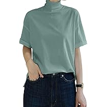 ☆*※様 ハイネック Tシャツ　サイドスリットプリーツスカパン　セット Amazon | [Grexiull] ハイネック 半袖 tシャツ レディース
