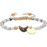 TUMBEELLUWA ビーズブレスレット ファセットストーン 4mm ヒーリングクリスタルブレスレット 調節可能なハンドメイドジュエリー 女性用 グレー