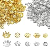 【BEAUTY PLAYER】座金 花座 ビーズキャップ 約1500個 つまみ細工 蕾 つぼみ パール金具 フラワー イヤリング アクセサリー パーツ 手芸 クラフト ハンドメイド DIY材料 (ゴールド＋シルバー)