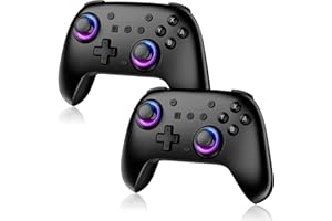 Switch コントローラー 2セット Switch 2 7色RGBライト 800mAh大容量バッテリー 8時間連続使用 4段階TURBO連射 背面ボタン＆マクロ機能 Bluetooth 5.0 無線接続 ホール効果スティック 4段階HD振動 6軸ジ