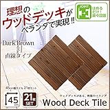 ベランダにウッドタイル オシャレなガーデン空間に 21枚セット 直線×DBR （ダークブラウン）