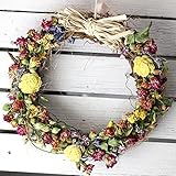 「森のガーデンリース」カーネーションのナチュラルなリース Lサイズ（ドライフラワー）