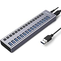 USB ハブ 3.0 16ポート アルミ製 USB Hub 100W 高速転送 ROSONWAY USB ハブ 3.0 16ポート アルミ製 Hub 100W セルフ