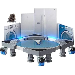 洗濯機 台 キャスター付き(8輪4足)洗濯機置き台冷蔵庫 台 洗濯機 防水パン防振かさ上げ台 洗濯機洗濯機パン 伸縮式ド…