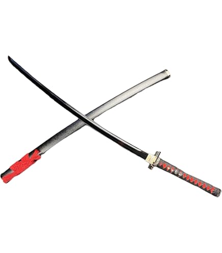 Amazon.co.jp: 模造刀 美術刀 黒斬剣 大輪鍔 大刀 黒塗り刃紋無刀身