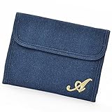 [ラッキージャパン]母子手帳 イニシャル デニム ジャバラ式 母子手帳ケース マルチケース (A)