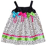 Good Lad幼児コットンブラック/ホワイトLeopard Print Sundress With 3ネオンBows カラー: ブラック