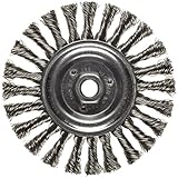 Weiler Dualife Narrow Face Wire Wheel Brush, Threaded Hole, Stainless Steel 302, Stringer Knotted, 6