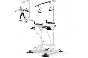 qingshenyi パワータワー 懸垂バー ディップスタンド ステーション プッシュアップ ワークアウト チンアップ 自宅 ジム 筋力トレーニング フィットネス 多機能 ワークアウト器具 高さ調整可能