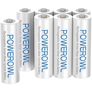 Powerowl単4形充電式ニッケル水素電池8個セット 大容量 自然放電抑制 環境保護 電池収納(1000mAh、约12…