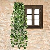 Ecloud Shop 2Xの人工緑の大根の葡萄植物の葉ガーランドホームインテリア90CM