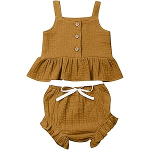 Charku ベビー服 子供服 女の子 2点セット ベビー服 女の子 ノースリーブ シャツ トップス ボーダー かぼちゃ…