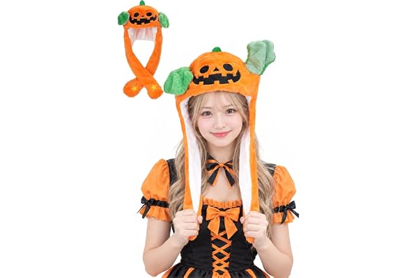 [FUNKY工房] ハロウィン 帽子 かぼちゃ 仮装 耳が動く 大人 子供 被り物 コスプレ クリスマス イベント