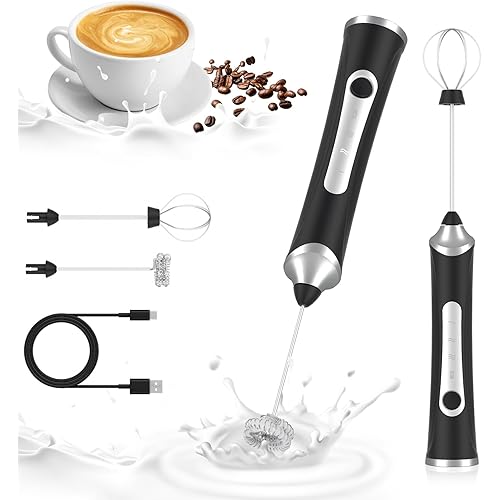 Bnonya Milk Frother, Handheld Coffee Frother Electric Whisk, 3 Gear Adjustable USB Rechargeable Drink Mixer and Blender with 