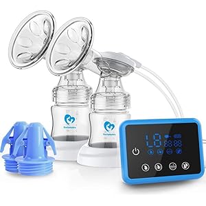 搾乳器 電動 Bellababy さく乳器 ダブルポンプ BPAフリ 母乳保存バッグ 10個付き (blue)