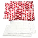 掛け敷き布団セット（カバー付）ハート柄 掛け布団 幅90cm×長さ120cm、掛け布団用アタッチメント、幅90cm×長さ30cm、掛けカバー、掛けアタッチメントカバー、敷き布団 幅70cm×長さ120