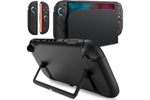 JETech Nintendo Switch 2 (2025) 7.9インチ用 スリムドッカブルケース ソフトTPU グリップカバー Joy-Con用 着脱式 マット 持ち運び保護 PCバックシェル 傷防止 (ブラック)