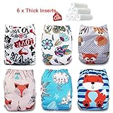 iZiv新生児6厚いおむつ付きオーガニック幼児防水/調整/再利用可能/洗えるポケット布おむつのフィット赤ちゃん0.5-3歳（カラー3）