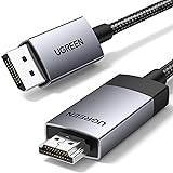 UGREEN DisplayPort-HDMI 変換ケーブル アクティブ【4K@60Hz 2K@144Hz】 ディスプレイポート hdmi 変換 アルミ製 PC テレビ PS5/4/3に対応 【逆方向に非対応】