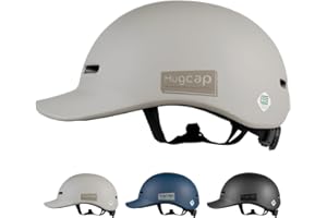 Hugcap 自転車 ヘルメット SG規格 大人 子ども 兼用 【超硬質PC素材】 ハグキャップ 学生 通学 通勤 キャップ型 帽子型 SG サイズ調節可能 実測/55.5～61.5㎝ (SG規格サイズ/58～61㎝) (グレーベージュ)