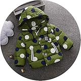エフティーゾーン(Ftzone)子供服ベビー男の赤ちゃんの子供の男の子コート コットン 厚い服 綿防寒冷え取り冬物 ダウンジャケット ダウンコート上着防風(ドット) (XL/身长110cm, 緑)