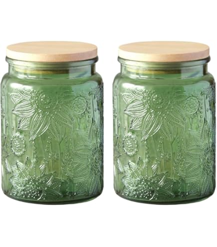 Amazon｜ANSQU ブルーガラスキャニスター 2個パック ヴィンテージ