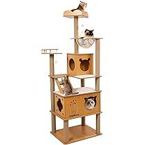 CozyMeow キャットタワー 木製 スリム 宇宙船 据え置き厚さを増した板材 Amazon | CozyMeow キャットタワー 木製 スリム 宇宙船 据え置き