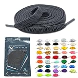 [NODC] 靴紐 シューレース 平紐 100cm/120cm/140cm/160cm スニーカー用 メンズ レディース 43色 カラフル 替え紐 (140㎝, チャコールグレー)