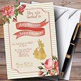 StripyフローラルピンクゴールドPrincess Invitationsベビーシャワー招待状 80 Invitations