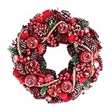 彩か SAIKA リース M 赤 レッド インテリア用 玄関飾り アップル CXO-223M  Wreath-Apple & Roll vine M Red