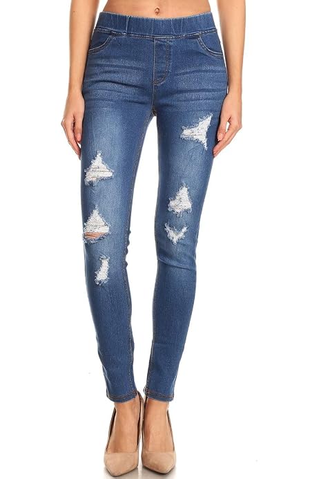 Skinny Ripped Distressed Denim Jeggings 