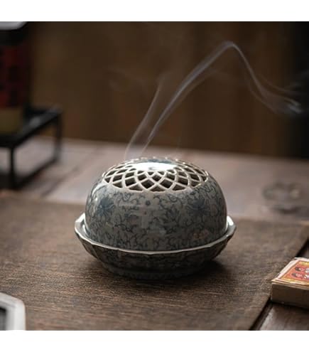 Amazon｜陶器 仏具 お香立て おしゃれ 渦巻き 線香 コーン型 青花盤