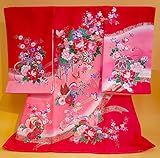 【正絹】 お宮参り着物　（初着・産着）　女児　M１-２０ 花車に蝶々・手毬柄　新品仕立上り　★もれなく５大特典付！