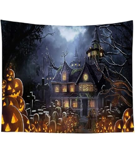 Amazon.co.jp: LB ハロウィン飾り 壁掛け タペストリー 満月とジャック