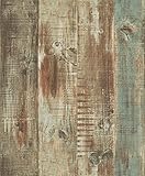 bloomingwallヴィンテージ木製パネル木製Plank壁紙ロール壁ペーパーWallcoverings壁紙の壁のリビングキッチン寝室、20.8インチx 393.7インチ、マルチカラー 20.5" 