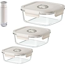 Amazon｜Y K YUKO 融光 真空保存容器&耐熱ガラス 525ML+800ML+1230ML+
